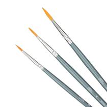 Kit 3 Pinceis Winsor & Newton Foundation para Aquarela Cerda Curta Sintetico Dourado
