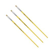 Kit 3 Pincel Chato Longo Cerda Natural 815-4 Nº4 Fino Tigre