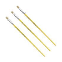 Kit 3 Pincel Chato Longo Cerda Natural 815-6 Nº6 Fino Tigre
