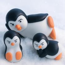 Kit 3 Pinguins Decorativos em Cerâmica Enfeite Criativo para Natal, Sala, Escritório e Presente