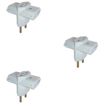 Kit 3 Pino Adaptador Benjamin 3 Saidas Branco 10A 20A 250V para Tomadas Uso Residencial