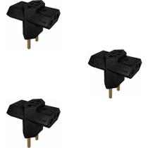 Kit 3 Pino Adaptador Benjamin 3 Saidas Preto 2x10A e 1x20A 250V para Uso Residencial