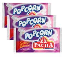 Kit 3 Pipoca para Microondas Pop Corn Pachá Sabor Bacon 100g
