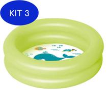 Kit 3 Piscina Banheira Inflável 28 L Infantil Verde 61X15Ccm