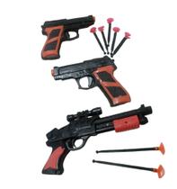 Kit 3 Pistolas de Brinquedo Ação Militar Arminhas Lançadores de Dardos