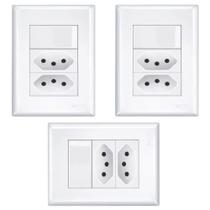 Kit 3 Placa 1 Interruptor Simples + 2 Tomadas 20a Fame 3534 Kit 3 Placa 1 Interruptor Simples + 2 Tomadas 20a Fame 3534