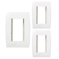 KIT 3 Placa 3 Posto 4x2 + Suporte Branco Ilus Siemens