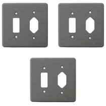 Kit 3 Placa 4x4 Cinza 1 Tecla + 1 Tomada Silentoque 54394