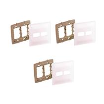 Kit 3 Placa 4X4 P/ 2 Mod Branco C Suporte Zeffia Pial 680174