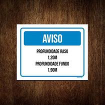 Kit 3 Placa Aviso Profundidado Raso Fundo Piscina