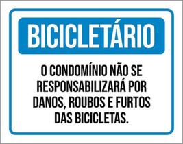 Kit 3 Placa Bicicletário Condomínio Roubos Furtos 36X46