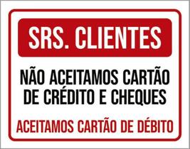 Kit 3 Placa Clientes Aceitamos Cheques Crédito Débito 36X46 Kit 3 Placa Clientes Aceitamos Cheques Crédito Débito 36X46