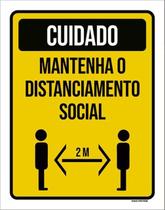 Kit 3 Placa Cuidado Mantenha Distanciamento Social 2M 36X46