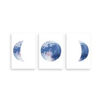 Kit 3 Placa Decorativa Quadro Fases Da Lua Azul Rosa Cheia Minguante Fundo Branco 20cm x 30cm Kit 3 Placa Decorativa Quadro Fases Da Lua Azul Rosa Cheia Minguante Fundo Branco 20cm x 30cm