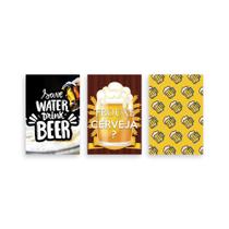 Kit 3 Placa Decorativa Quadro Trouxe Cerveja Emoji Cerveja Save Water Drink Beer Churrasco