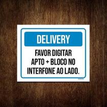 Kit 3 Placa Delivery Favor Digitar Apto Interfone