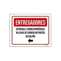 Kit 3 Placa Entregadores Galpão Seta Esquerda