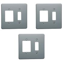 Kit 3 Placa Espelho 4x4 Cinza Tecla tripla + 1 tecla Pial Kit 3 Placa Espelho 4x4 Cinza Tecla tripla + 1 tecla Pial