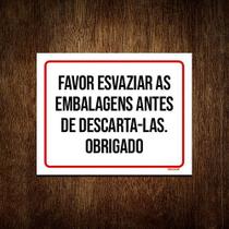 Kit 3 Placa Favor Esvaziar Embalagens Antes De Derscartar