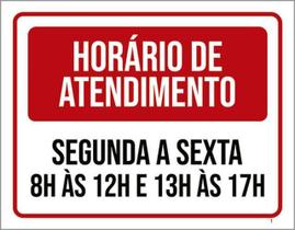 Kit 3 Placa Horário Funcionamento Segunda Sexta 8 12 36X46