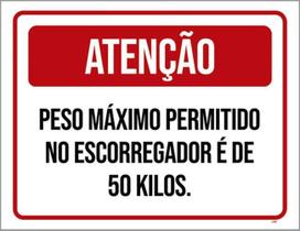 Kit 3 Placa Peso Máximo Permitido Escorregador 50Kg 36X46