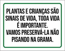 Kit 3 Placa Plantas Crianças Sinais Preservá-La Grama 36X46