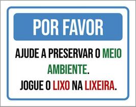 Kit 3 Placa Por Favor Ajupreservar Meio Ambiente Lixo 36X46