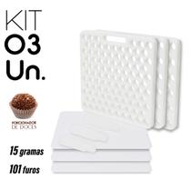 Kit 3 Placa Porcionadora de Doces Brigadeiro 15g 101 Furos