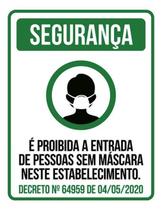 Kit 3 Placa Proibida Entrada Máscara Estabelecimento 36X46 Kit 3 Placa Proibida Entrada Máscara Estabelecimento 36X46