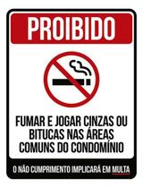 Kit 3 Placa Proibido Fumar Cinzas Bitucas Condomínio 36X46