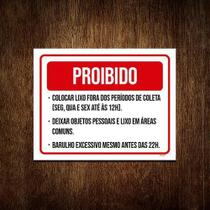 Kit 3 Placa Proibido Lixo Objetos Pessoas Barulho Kit 3 Placa Proibido Lixo Objetos Pessoas Barulho