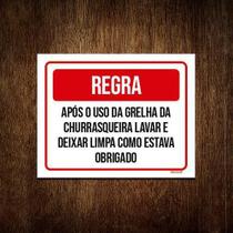 Kit 3 Placa Regra Uso Grelha Churrasqueira Lavar