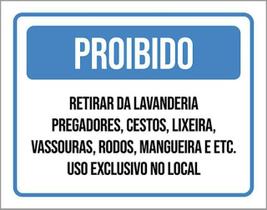 Kit 3 Placa Retirar Lavanderia Pregadores Cestos 36X46