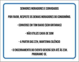 Kit 3 Placa Senhores Moradores Respeitar Baixo Caixa 36X46