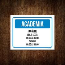 Kit 3 Placa Sinalização - Academia Horário Segunda Sexta