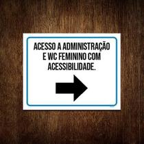 Kit 3 Placa Sinalização - Acesso Administração Wc Feminino
