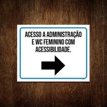 Kit 3 Placa Sinalização - Acesso Administração Wc Feminino