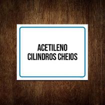 Kit 3 Placa Sinalização - Acetileno Cilindros Cheios