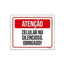 Kit 3 Placa Sinalização - Atenção Celular Silencioso