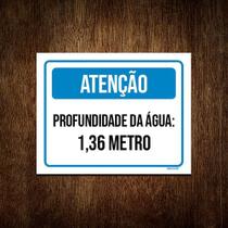 Kit 3 Placa Sinalização - Atenção Profundidade 1,36 Metros