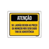 Kit 3 Placa Sinalização - Atenção Tiro Advertência Amarela