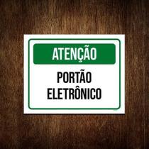 Kit 3 Placa Sinalização - Atenção Verde Portão Eletrônico