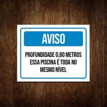 Kit 3 Placa Sinalização - Aviso Profundidade Piscina 0,80 M Kit 3 Placa Sinalização - Aviso Profundidade Piscina 0,80 M