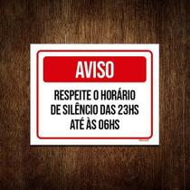 Kit 3 Placa Sinalização Aviso Respeite Horário De Silêncio