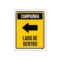 Kit 3 Placa Sinalização Campainha Lado Dentro Seta Esquerda