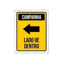 Kit 3 Placa Sinalização Campainha Lado Dentro Seta Esquerda