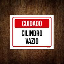 Kit 3 Placa Sinalização - Cuidado Cilindro Vazio Vermelha