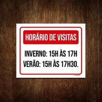 Kit 3 Placa Sinalização - Horário Visitas Inverno Verão