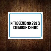 Kit 3 Placa Sinalização - Nitrogênio Cilindros Cheios - Sinalizo.Com