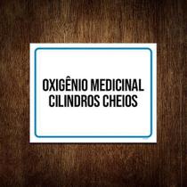 Kit 3 Placa Sinalização Oxigênio Medicinal Cilindros Cheios